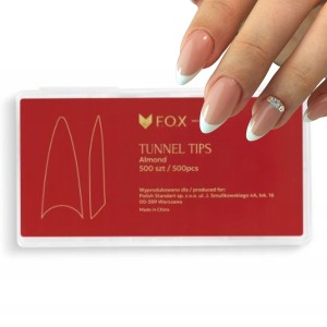 F.O.X TUNNEL TIPS MIGDAŁ TIPSY TUNELOWE DO PRZEDŁUŻANIA PAZNOKCI 500szt.