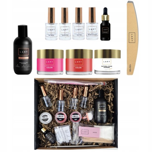 LART Manicure Tytanowy Zestaw Startowy Start Kit dip HOME RED + Akcesoria