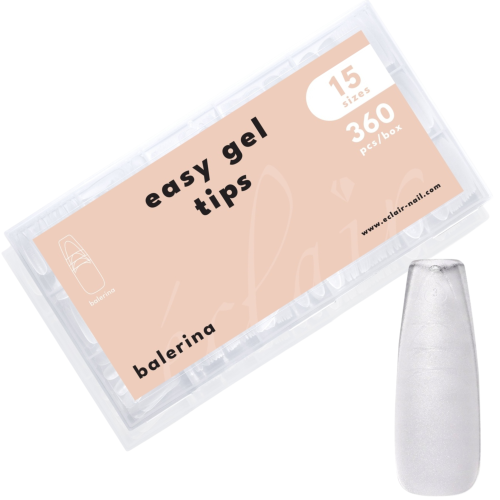 Eclair Tipsy Żelowe Do Przedłużania Paznokci - Easy Gel Tips BALERINA