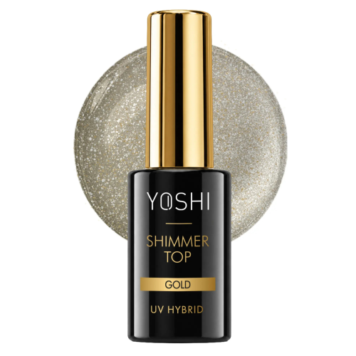YOSHI Top Hybrydowy Top UV LED Shimmer Gold 10 ml