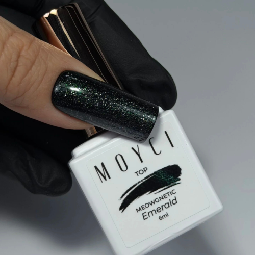 MOYCI Top Hybrydowy MEOWGNETIC Lakier nabłyszczający NO WIPE 6ml – EMERALD 