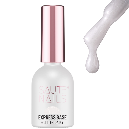 SAUTE NAILS BAZA HYBRYDOWA EXPRESS BASE GLITTER DAISY - 8ML MLECZNA Z DROBINĄ